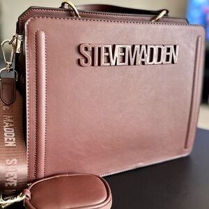 Steve Madden | Bevelyn Large Coffee Crossbody Tote with Pouch